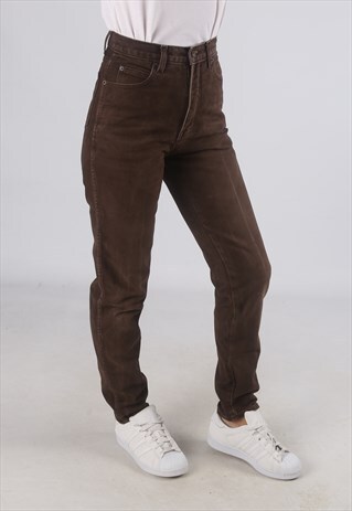 VINTAGE HIGH WAISTED DENIM JEANS WIDE TAPERED UK 8 (ET4X)