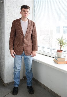 Vintage Burgundy/Beige Tweed Wool Blazer Jacket