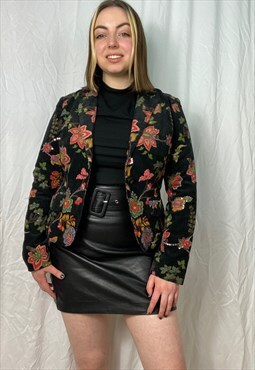 Vintage Liz Claiborne corduroy floral sequin blazer jacket