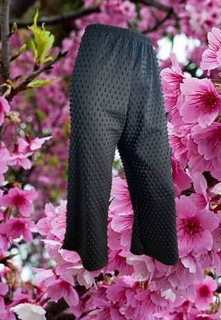 TEXTURED COMFY CULOTTES IN BLACK