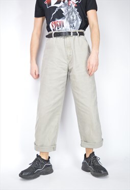 Vintage grey cotton cargo trousers 