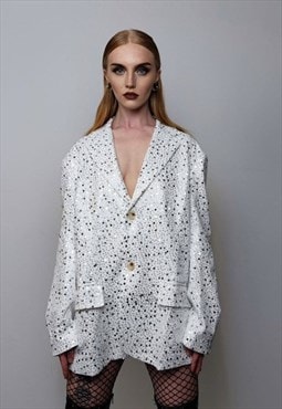 Sequin blazer formal going out embellished jacket in white