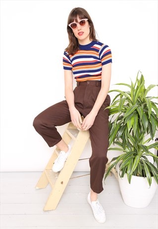 VINTAGE 90S BROWN HIGH WAISTED TROUSERS