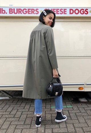 VINTAGE KHAKI MIDI TRENCH COAT