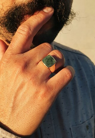 RAY SIGNET EMERALD & GOLD VERMEIL RING