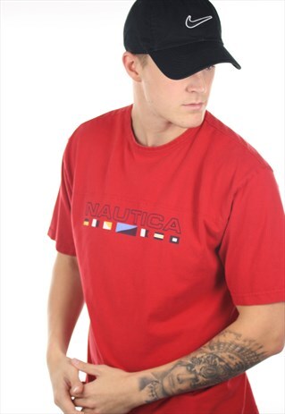 VINTAGE NAUTICA SPELL OUT T SHIRT TEE