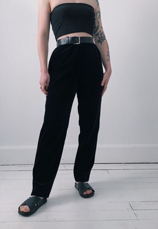 black velvet high waisted trousers