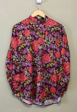 Vintage Y2K Floral Blouse Top Multicolour Long Sleeve 