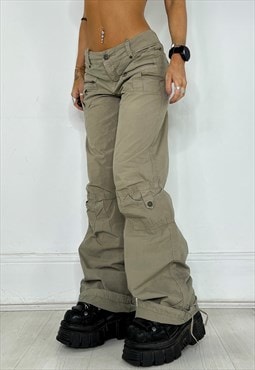Vintage Y2k Cargo Pants Trousers Lightweight Low Rise 90s