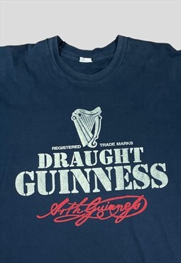 Vintage 90s Guiness t-shirt Black with screen printed 