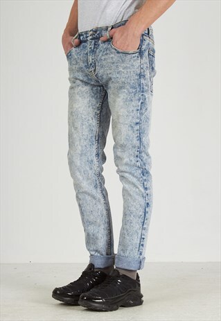 VINTAGE BLUE CHEAP MONDAY ACID WASHED DENIM JEANS