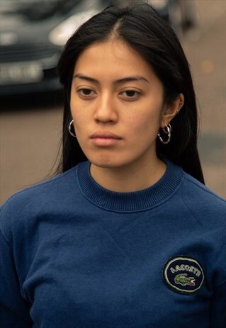 VINTAGE LACOSTE LOGO SWEATSHIRT IN NAVY