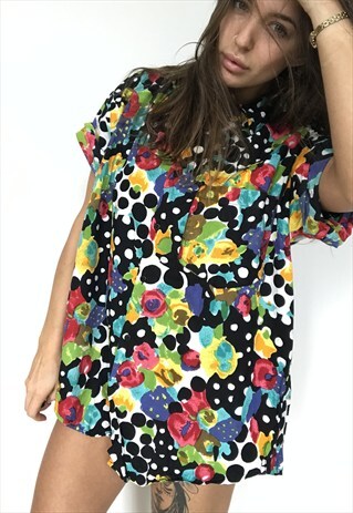 PATTERNED OVERSIZED RETRO VINTAGE UNISEX FESTIVAL SHIRT