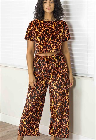 VINTAGE FLANNEL BIKER FLAME CO-ORD ONESIE 90S L 11.4
