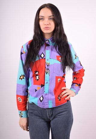 WRANGLER WOMENS VINTAGE SHIRT LARGE MULTI 90'S