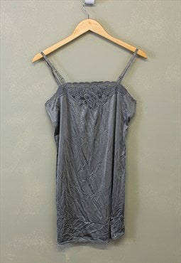 Vintage Y2K Cami Top Grey Lightweight With Lace Details 