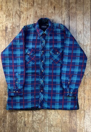 VINTAGE FLANNEL CHECKED NAVY SHIRT