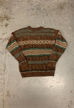 GANT Knit Jumper Brown Abstract Patterned Sweater 