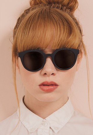 COLLINS ROUND UNISEX BLACK MENS WOMENS SUNGLASSES