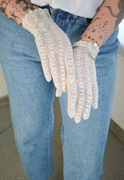 Vintage Handmade Crochet Gloves