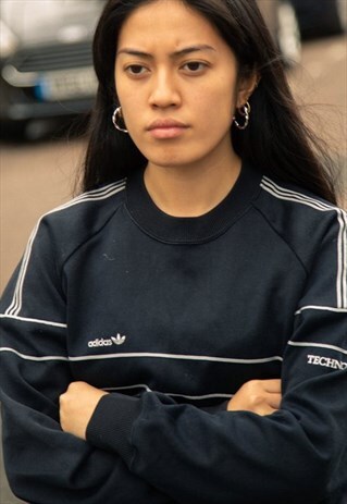 ADIDAS TREFOILS TECHNO SWEATSHIRT IN BLACK AND GREY