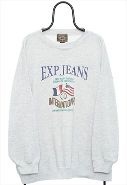 Vintage EXP Jeans Graphic Grey Sweatshirt Womens