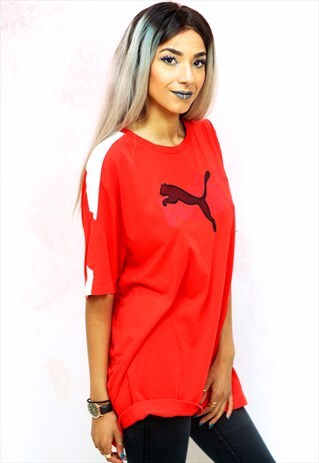 1990S VINTAGE RED OVERSIZED BRANDED T-SHIRT