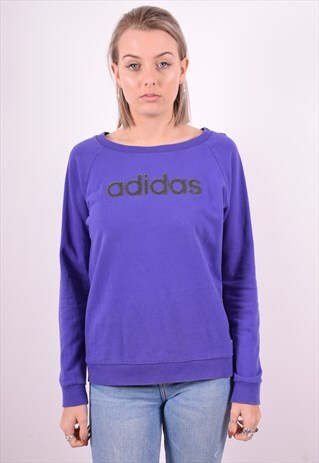 ADIDAS WOMENS VINTAGE SWEATSHIRT JUMPER MEDIUM PURPLE 90'S