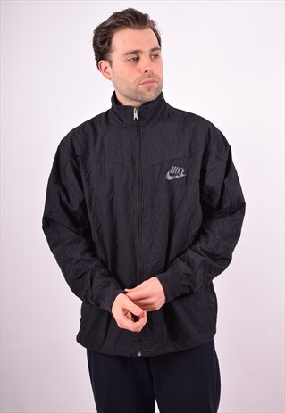 NIKE MENS VINTAGE TRACKSUIT TOP JACKET XL BLACK 90S