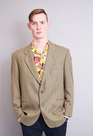 90'S RETRO CLASSIC CUT MINIMALIST CHECKED WARM JACKET