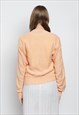 VINTAGE KNITWEAR JUMPER WITH ELEPHANT EMBROIDERY IN PEACH