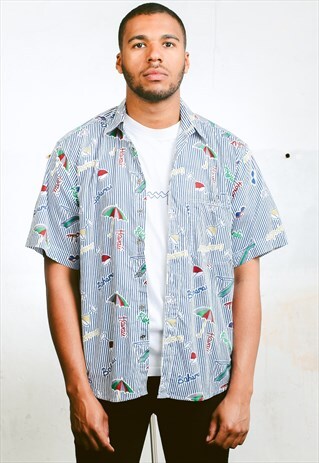 VINTAGE VACATION PATTERN SHIRT