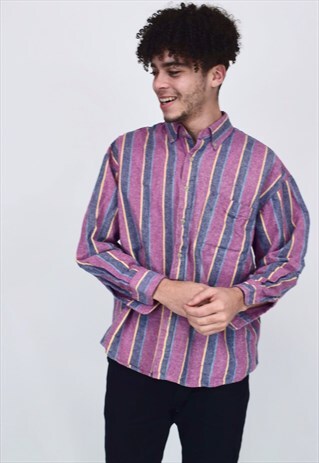 VINTAGE 90'S MULTICOLOURED STRIPE LONG SLEEVE SHIRT