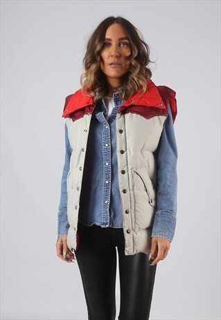 VINTAGE GILET JACKET FITTED PUFFER UK 16 (ELAH)