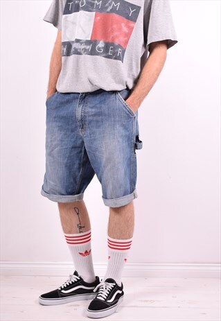 CARHARTT MENS VINTAGE DENIM SHORTS W36 BLUE 90'S