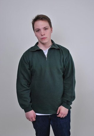 VINTAGE KHAKI GREEN HIGH NECK SWEATSHIRT