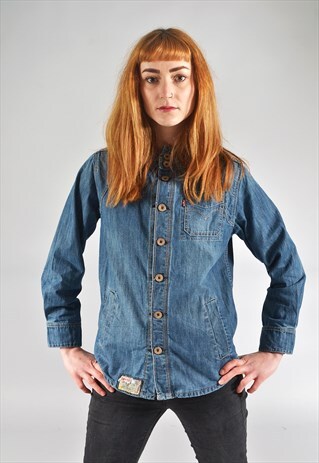 VINTAGE LEVI'S HOODED DARK BLUE DENIM SHIRT