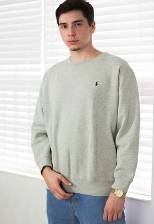 VINTAGE POLO RALPH LAUREN SWEATSHIRT JUMPER LOGO 90S L 18.7