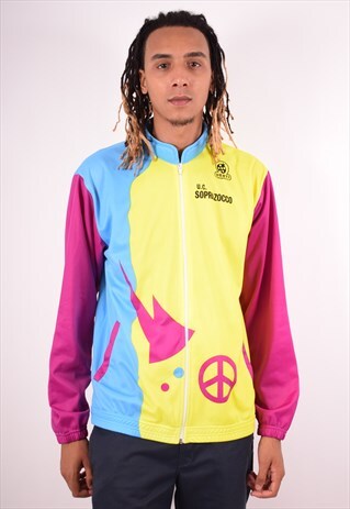 MENS VINTAGE TRACKSUIT TOP JACKET LARGE MULTI 90S