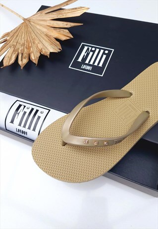 MONACO LUXURY CRYSTAL FLIP FLOPS IN GOLD