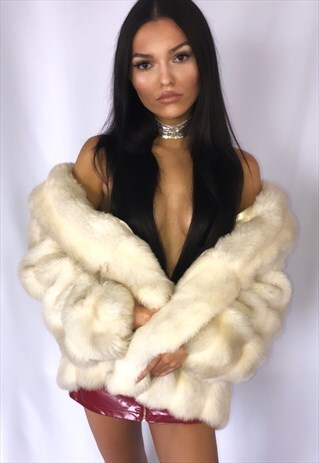 CREAM FAUX FUR COAT