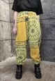 PAISLEY FLEECE JOGGERS HANDMADE BANDANNA OVERALLS IN YELLOW