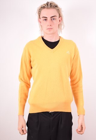 ROBE DI KAPPA MENS VINTAGE JUMPER SWEATER MEDIUM YELLOW 90S