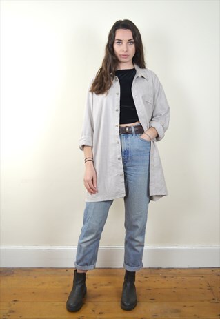 90S VINTAGE LIGHT BROWN GREY FLANNEL SHIRT