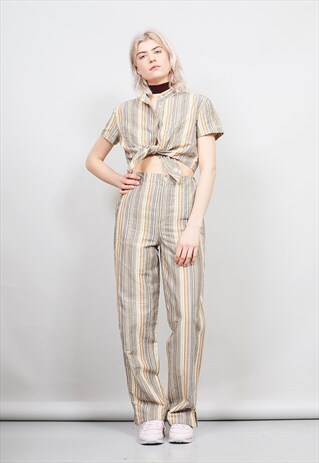 VINTAGE 90'S MOSCHINO BEIGE STRIPED COORDINATE SET