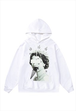 Queen hoodie Elizabeth pullover premium grunge jumper white 