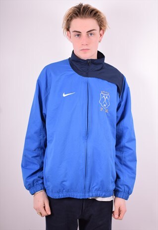 NIKE MENS VINTAGE TRACKSUIT TOP JACKET LARGE BLUE 90'S