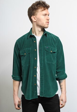 VINTAGE CORDUROY RALPH LAUREN CORD SHIRT GREEN