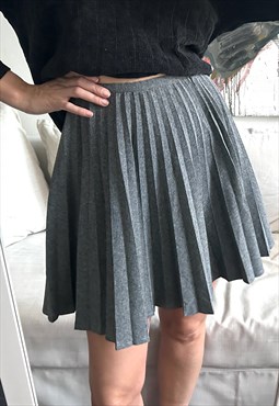 Lolita Grey Pleated Mini Skirt - S