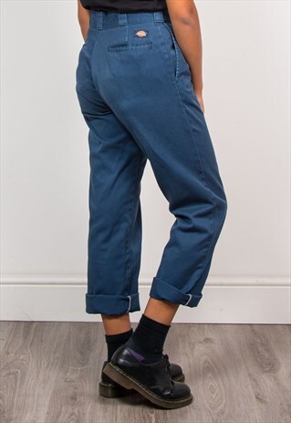 90'S VINTAGE DICKIES REWORK BLUE TAPERED HIGH WAIST TROUSERS